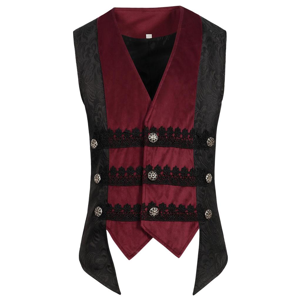 2024 Men's European & American Trendy Rock V-neck Single-breasted Waistcoat
