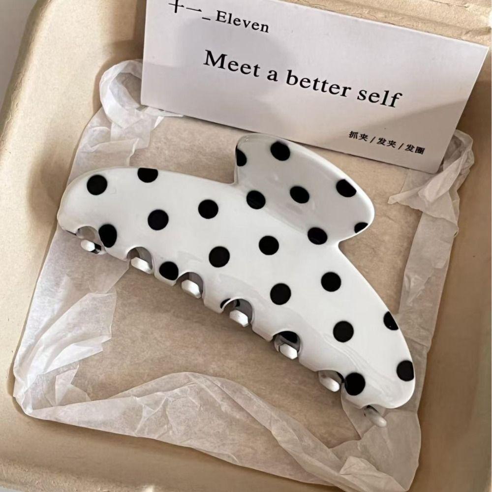 Large Acetic Acid Hair Claw Retro Acetate Shark Clip Personalized Polka Dot Hair Clip Vacation