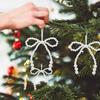 1pc S/L Pearl Bow for Christmas Tree Decoration Twist Tie Bowknot Wreaths Gift Wrapping Wedding Party Decor Christmas Decoration