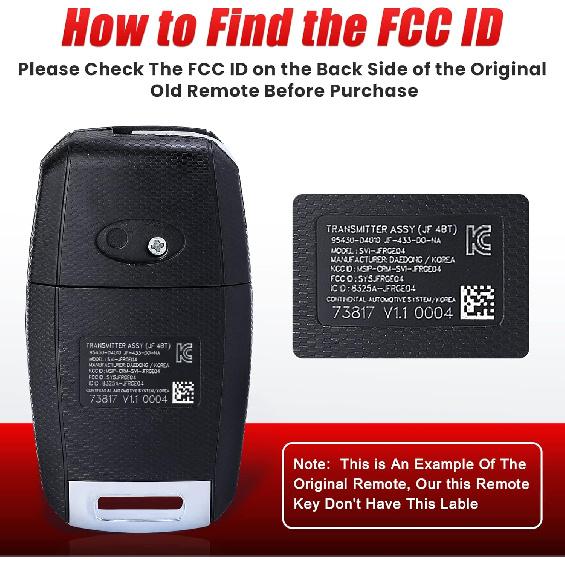 Flip Remote Key Fob for Kia Optima 2016 2017 2018 2019 2020 FCC ID: SY5JFRGE04 P/N: 95430-D4010 4 Buttons 434Mhz Keyless Entry Car Control