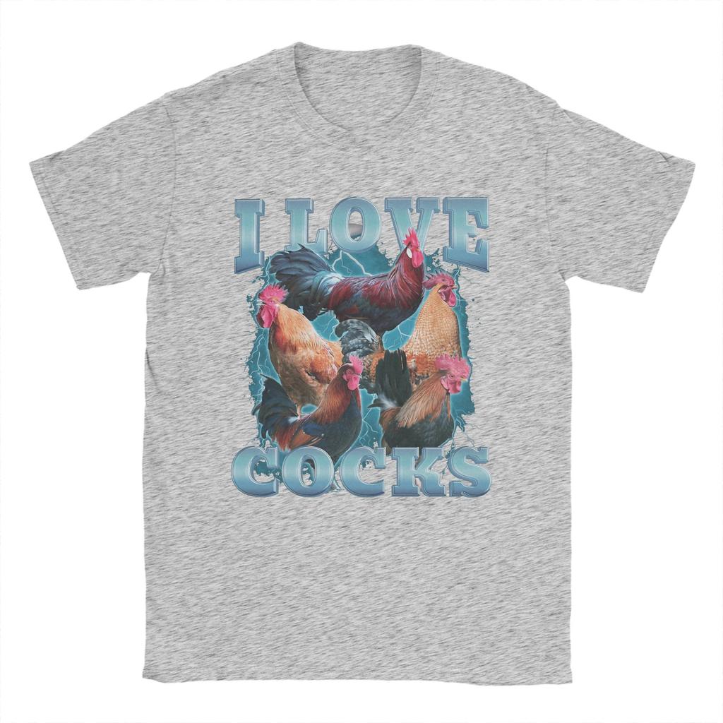 I Love Cocks Funny Roosters Meme T-Shirt Summer  Hipster T Shirts Couple 100 Cotton Crew Neck Plus Size Streetwear Tshirt