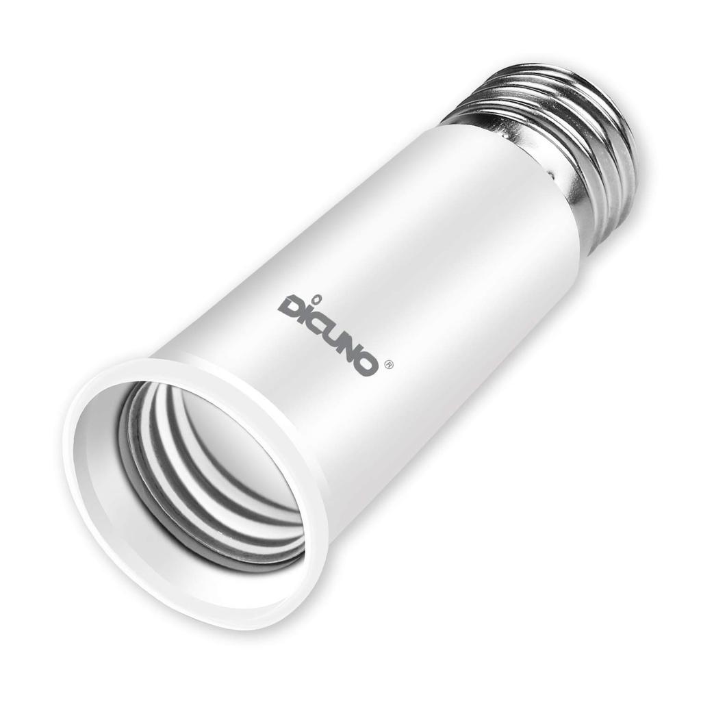 DiCUNO E26 To E26 Socket Extension Adapter, E26 Extension Socket, Approximately 6.5cm Extender, Flame Retardant PBT, Set of 6