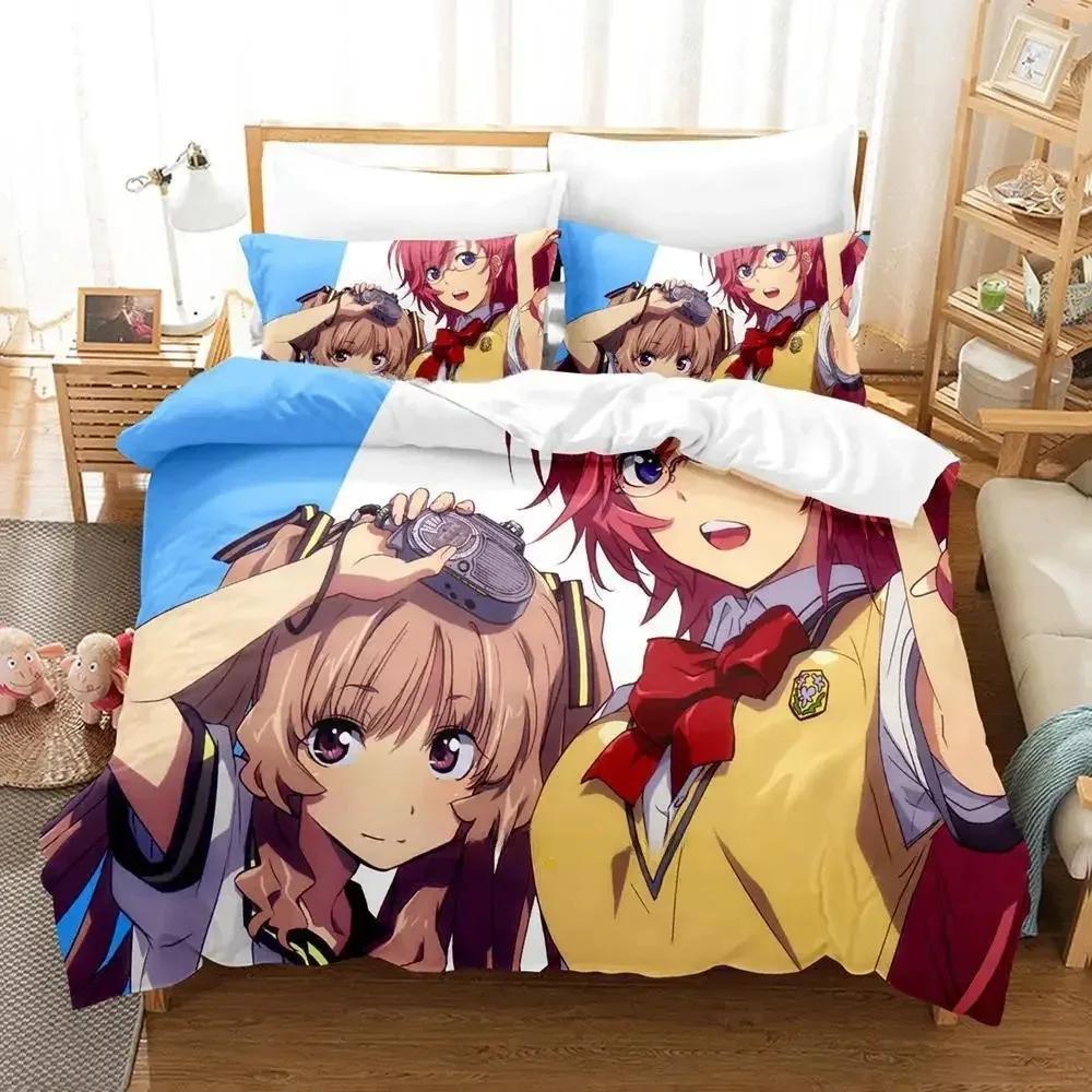 New Kawaii Waiting In The Summer Bedding Set Cartoon Anime Three-Piece Set Adult Kid Bedroom Duvet Cover Sets Twin Bedding Set