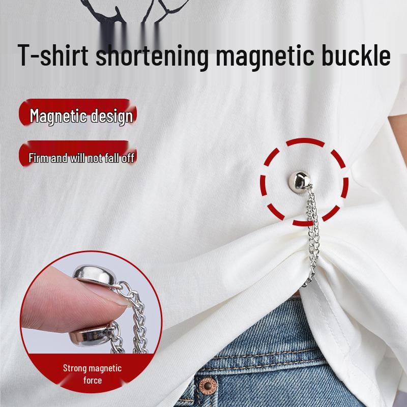 Chain Magnetic Buckle: Adjustable Pant Legs & Cuff Shortener, Stitch-Free, Detachable Metal Clips.