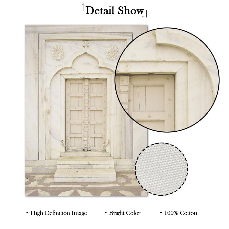 Islámské nástěnné umění Buliding Krajina Plakát Mešita Dveře Malba Květinové obrazy Tisk do obývacího pokoje Ramadan Decoration