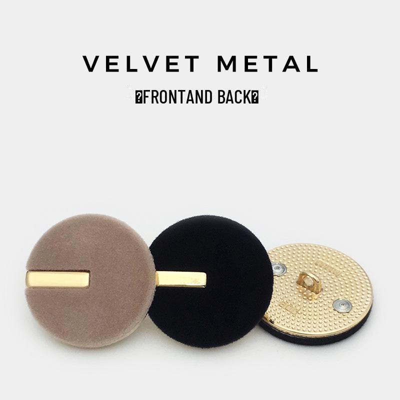 Goldener Samt Wollmantel Runde Beflockte Knöpfe (Schwarz) für Jacken & Pullover