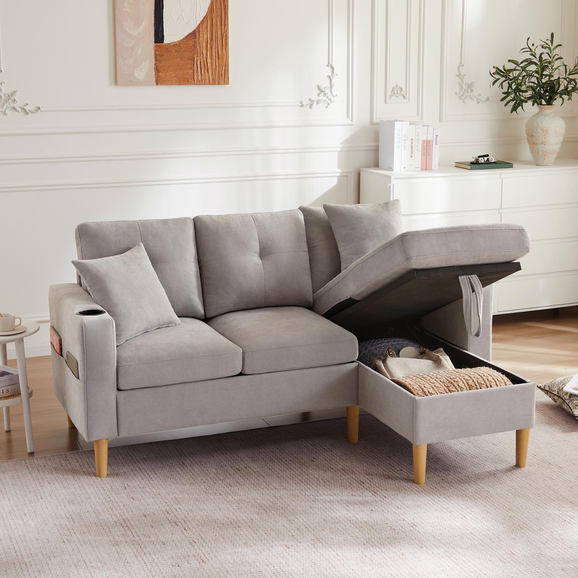 L-Shaped Sofa, 3-Seater with Chaise Longue