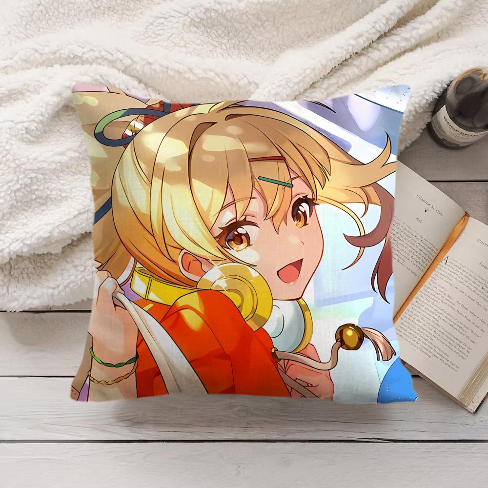 Yoimiya Genshin Impact Cute Cushion Cover Silky Short Plush Invisible Zipper Dustproof Sofa Pillow Case For Home Decor