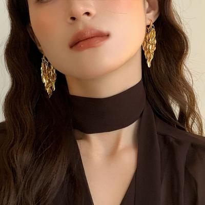 Alloy Long Tassel Dangle Earrings Korean Style Bling Bling Metal Sequin Earrings Exaggerated Style Fashion Jewelry Gold Earrings