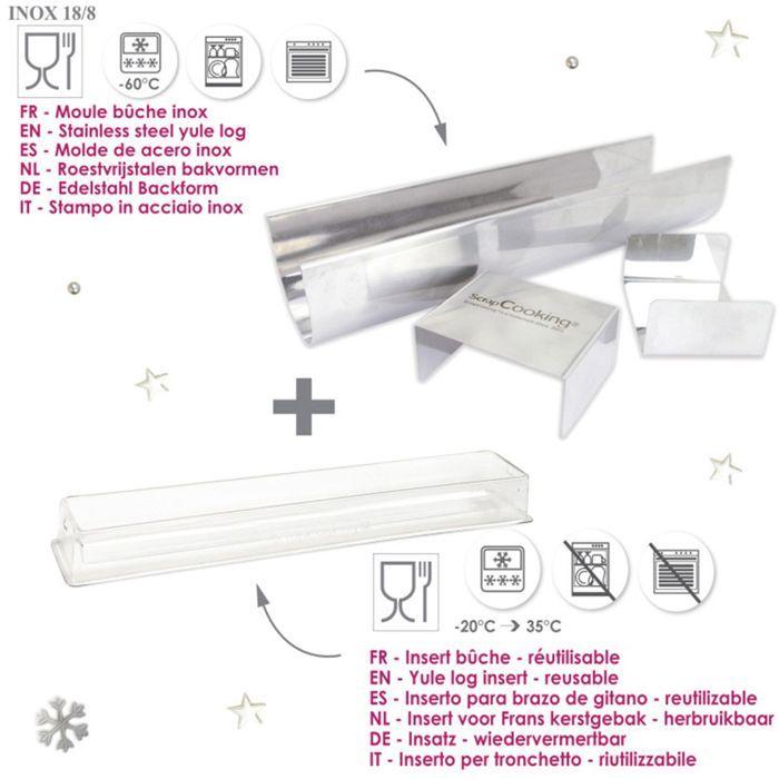 Moule à bûche - SCRAPCOOKING - Inox avec insert - 30x8x6.5cm