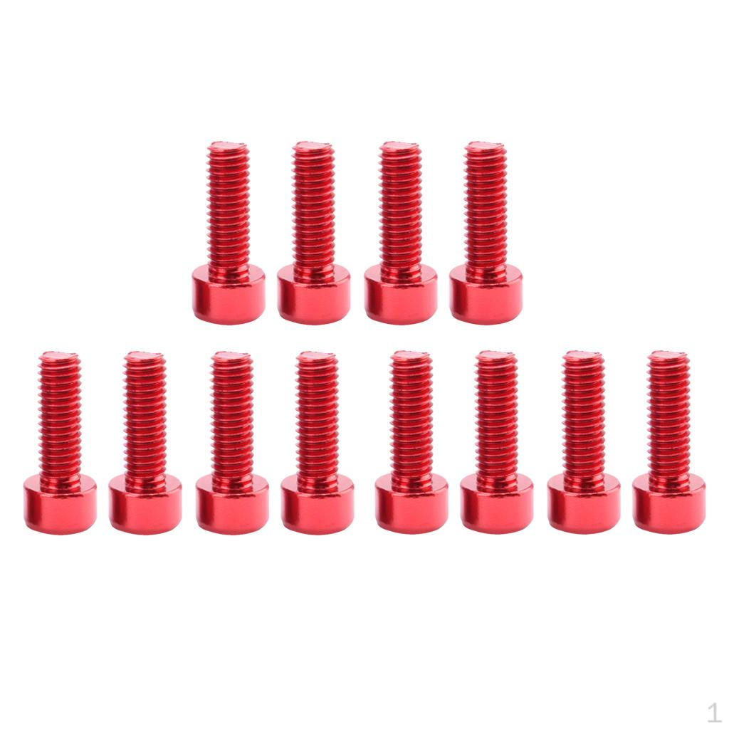 

12pcs Aluminum Alloy Bike Water Bottle Cage Holder Bolts Screws Accs Red