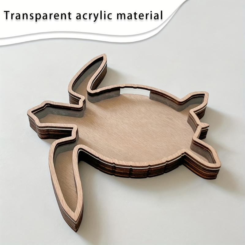 Starfishs Shape Seashells Display Box with Clear Acrylic Front Wood Seashells Holders for Shark Teeth Small Shadows Box