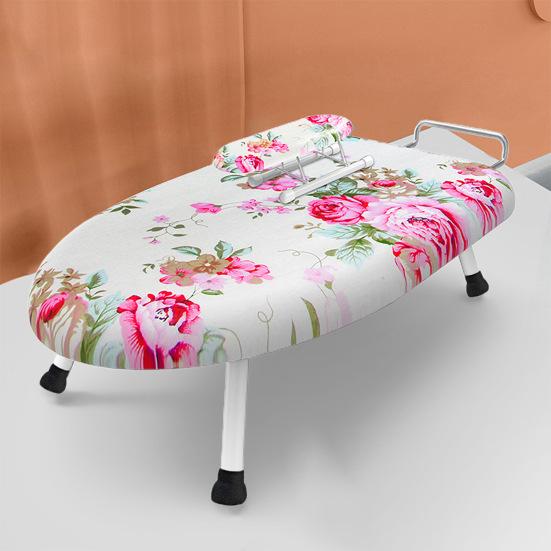 2Pcs/Set Desktop Ironing Board with Removable Washable Cover Heat-Resistant Cotton Padded Foldable Portable Anti-slip Clothes Sleeves Mini Ironing