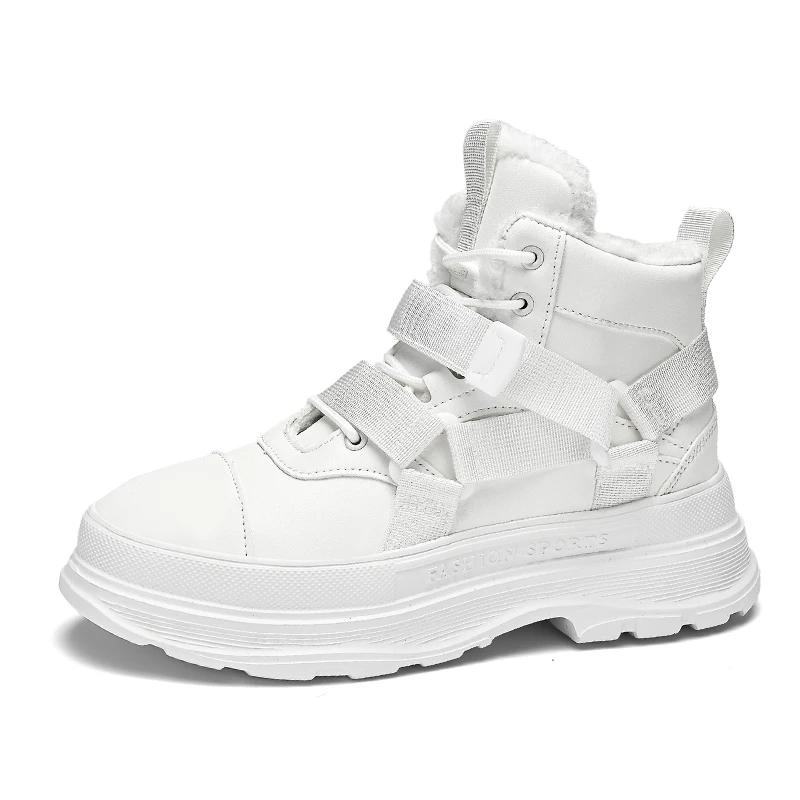 

Горячая мужская зимняя повседневная обувь, модная универсальная обувь для мужчин, ботильоны, мужские бархатные утолщенные повседневные кроссовки Gaobang, обувь 44 белый