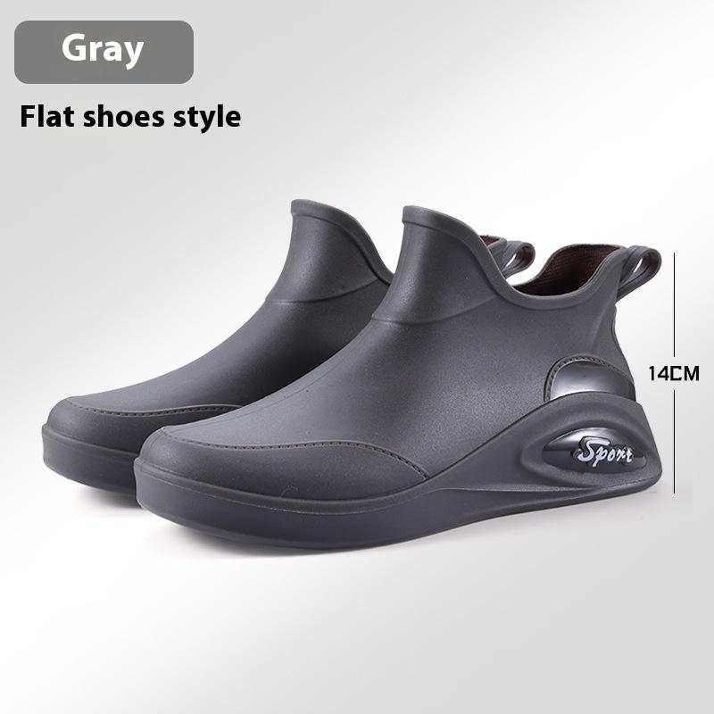 Men's Rain Boots Short Tube Casual Waterproof Shoes Non-slip Work Shoes Plus Velvet Warm Fishing Rain Boots