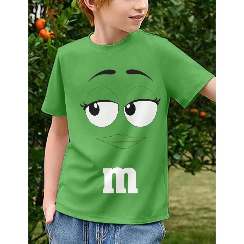 M&M Chocolate Bean Innovative Children T Shirts Children's Clothing Fun 3D Cartoon Print Tops Summer Crewneck Tees