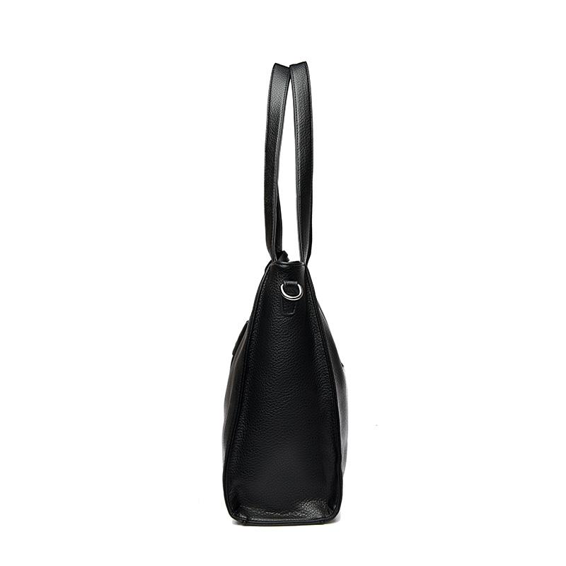 Women's Black Leather Hobo Tote Bag Fashion Shoulder Crossbody Bag Large Capacity Daily Handbag