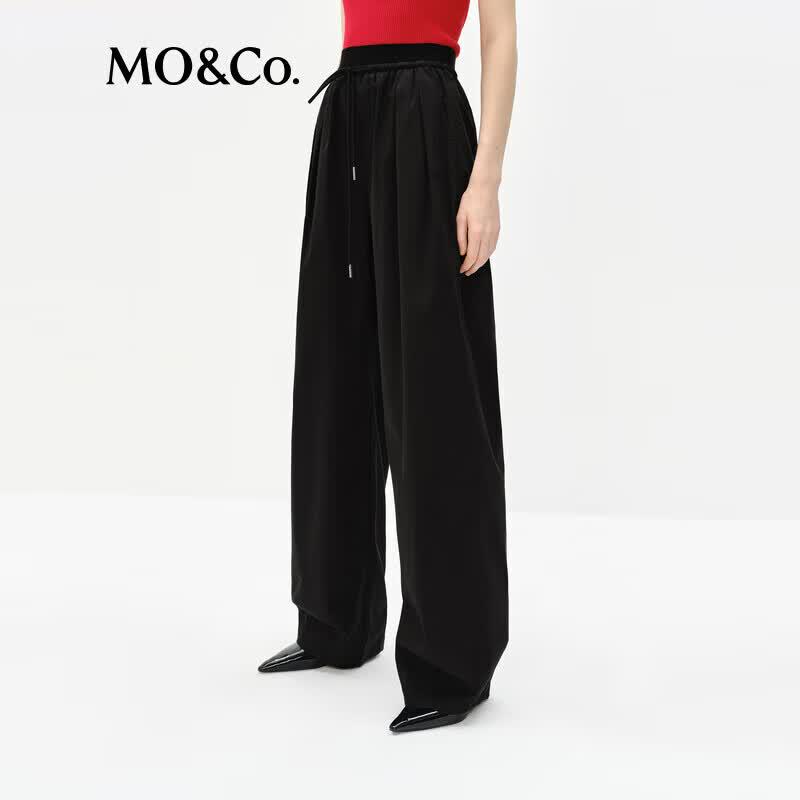 MO&Co. Women's High-Waist Straight Leg Drawstring Pants