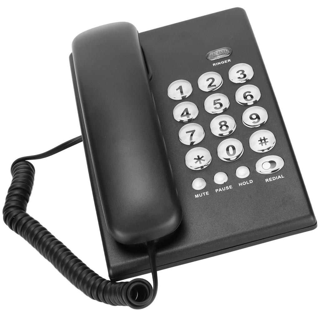KXT504 Single Wired Corded Telephone Multifunction   Desktop Phone with Big Buttons for   Hotel(Black )