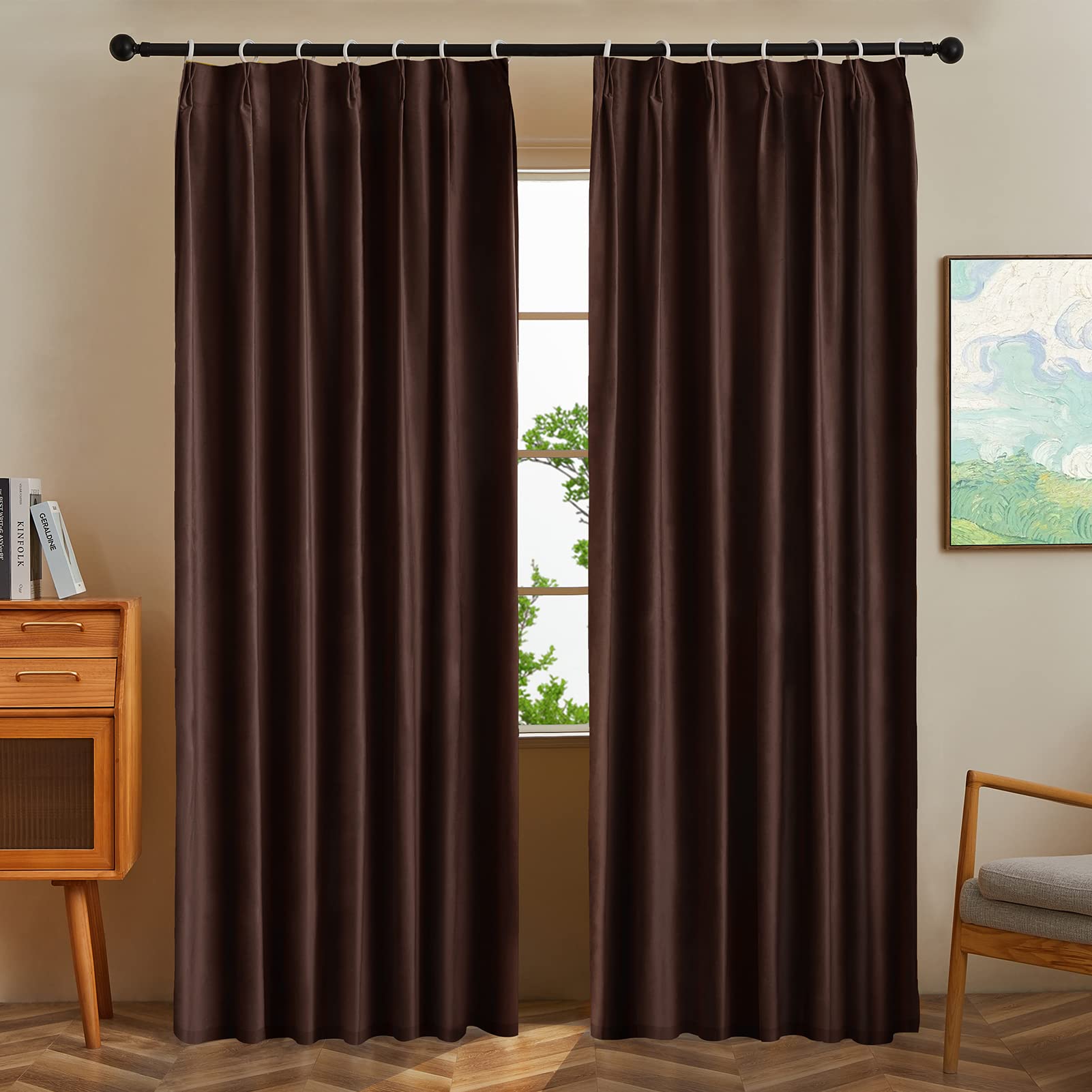 

Topfinel Затемняющие и звукоизоляционные коричневые бархатные шторы 210 см, комплект, шторы для окна в скандинавском стиле, ткань, длинные, 2 шт., готовые, шторы, звукоизоляция,