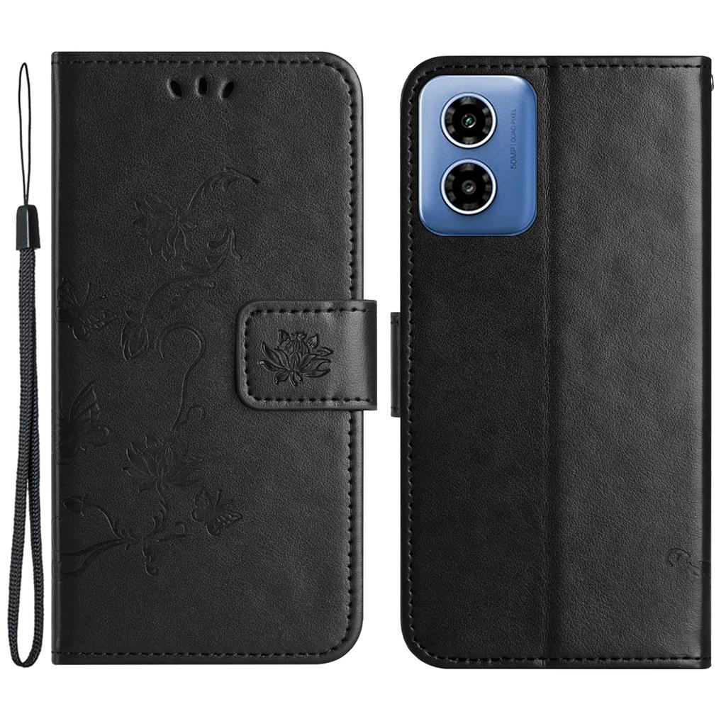 Dla Motorola Moto E14 4G/G04 4G/G04s 4G/G24 4G Etui Portfelowe Skórzane PU Podstawka Motyl Kwiat Pokrowiec na Telefon