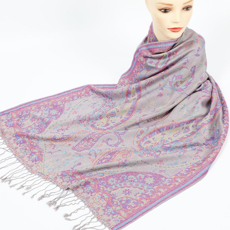 Luxury Silky Pashmina Shawl Women Paisley Jacquard Scarf Ethnic Style Cotton Print Scarves Soft Long Tassel Bufandas Wraps