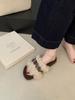 Thick-bottomed Fluffy Slippers Women's Autumn and Winter Outer Wear 2025 New Belt Buckle Curly Hair Cute Outer Wear One-word Sandals