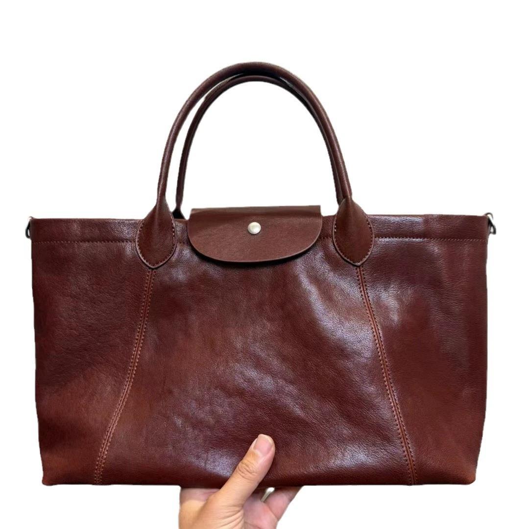 

Сумка-тоут из кристальной кожи растительного дубления большой емкости с ручным креплением через плечо для женщин, новая легкая роскошная нишевая женская сумка высокого класса 34x11x24cm