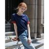 Women's Oxygen Cotton Embroidered Color Block T-shirt