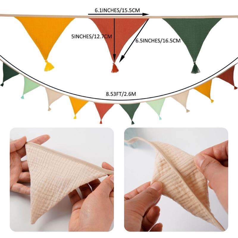 Festoni Bandierine in Cotone Crepe Colori Caramella Luminosi Per Asilo Nido Compleanni di Bambini Feste Eventi