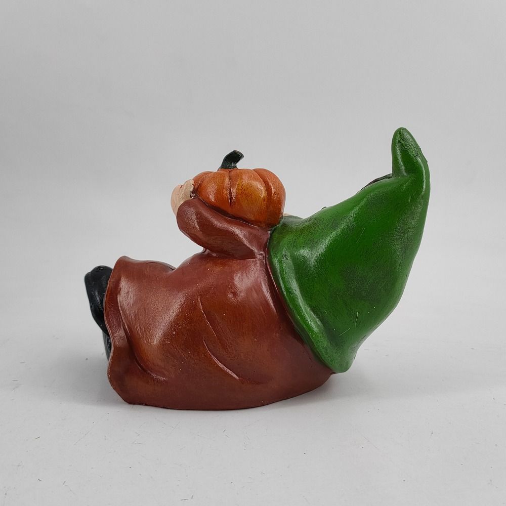 Resin Dwarf Sculpture Funny Miniature Statue Thanksgiving Pumpkin Decoration Gnome Figurine Porch