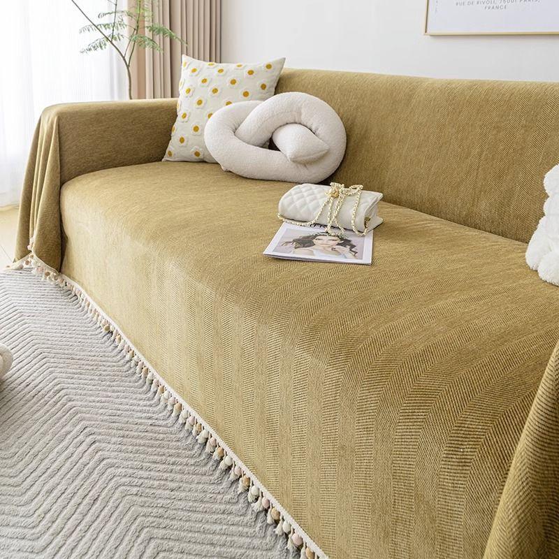 Herringbone Pattern Sofa Towel Cover Cloth Sofa Cushion Four Seasons Universal High Sense Full Covered Sofa Cover Chenille Cushion