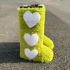 IPPEUM Knee High Fur Boots Heart 2025 New Shoes Plus Size 44 Plush Long Boots