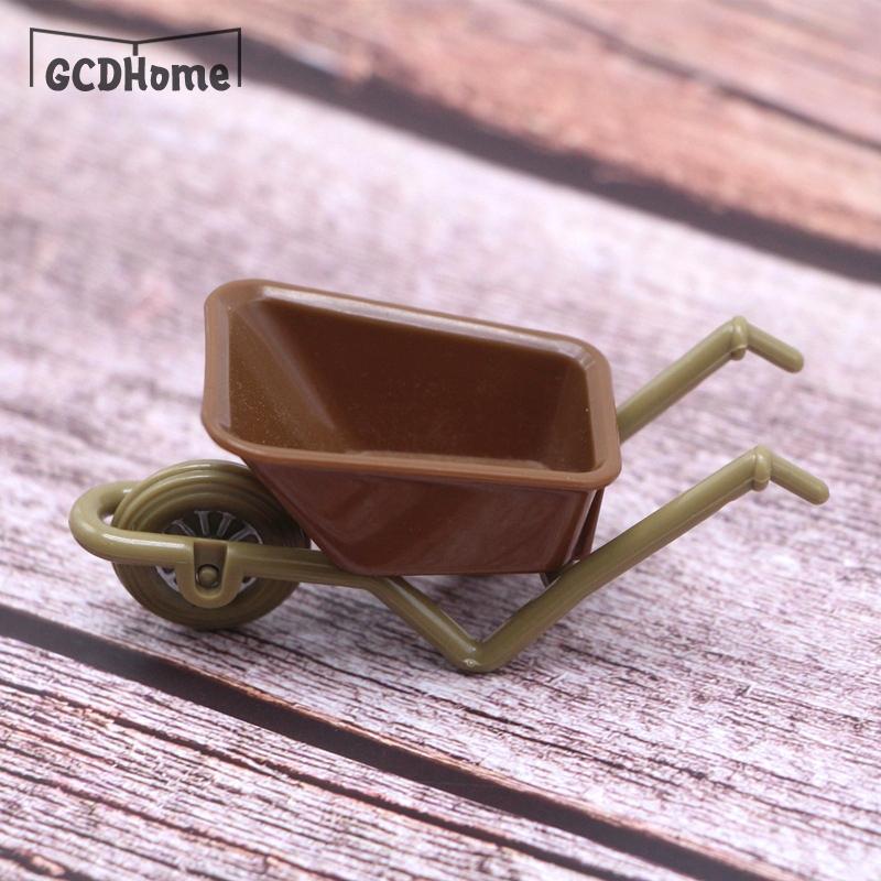 1Pc 1:12 Dollhouse Miniature Cart Trolley Mini Plastic Trailer Farm Tool Model Garden Furniture Decor Toy Kids Gift