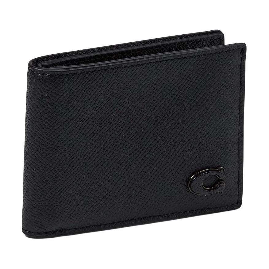 Coach Billfold Wallet 10 Solid Color Letter Logo Folded Card Holder Leather Wallet Mini Men Wallets Black CJ883-BLK