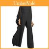 Elegant Women Splicing O-neck Pullover Jumpsuit With Batwing Long Sleeves And High Waist Zipper