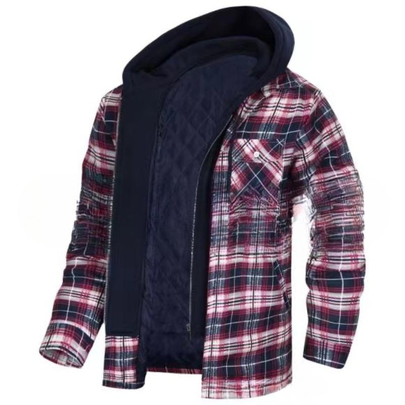 Winter Karierte Kapuzenjacke Herren Locker Verdickte Baumwolle Winddichte Jacke Warm Komfort Outdoor Mehrere Farben Freizeitkleidung