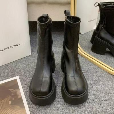 Damen Stiefeletten Sexy High Heels Schuhe Plateau Chunky Boots Elegant 2025 Winterschuhe Party Marke Frau Pumps Zapatos