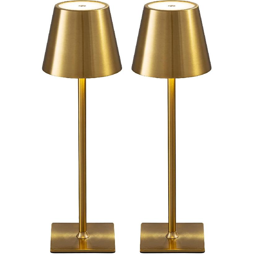 KDG 2 Pack Cordless Black Table Lamps, Rechargeable Portable LED Desk Lamps | 5000mAh Battery Operated 3 Color Stepless Dimming Up for Restaurant,
