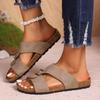 Fashion Female Shoes Slippers Casual Flock Slides Rivet Summer Clogs Woman Low 2025 Luxury Flat Soft Rubber Beach Fashion Fabric Hoof He