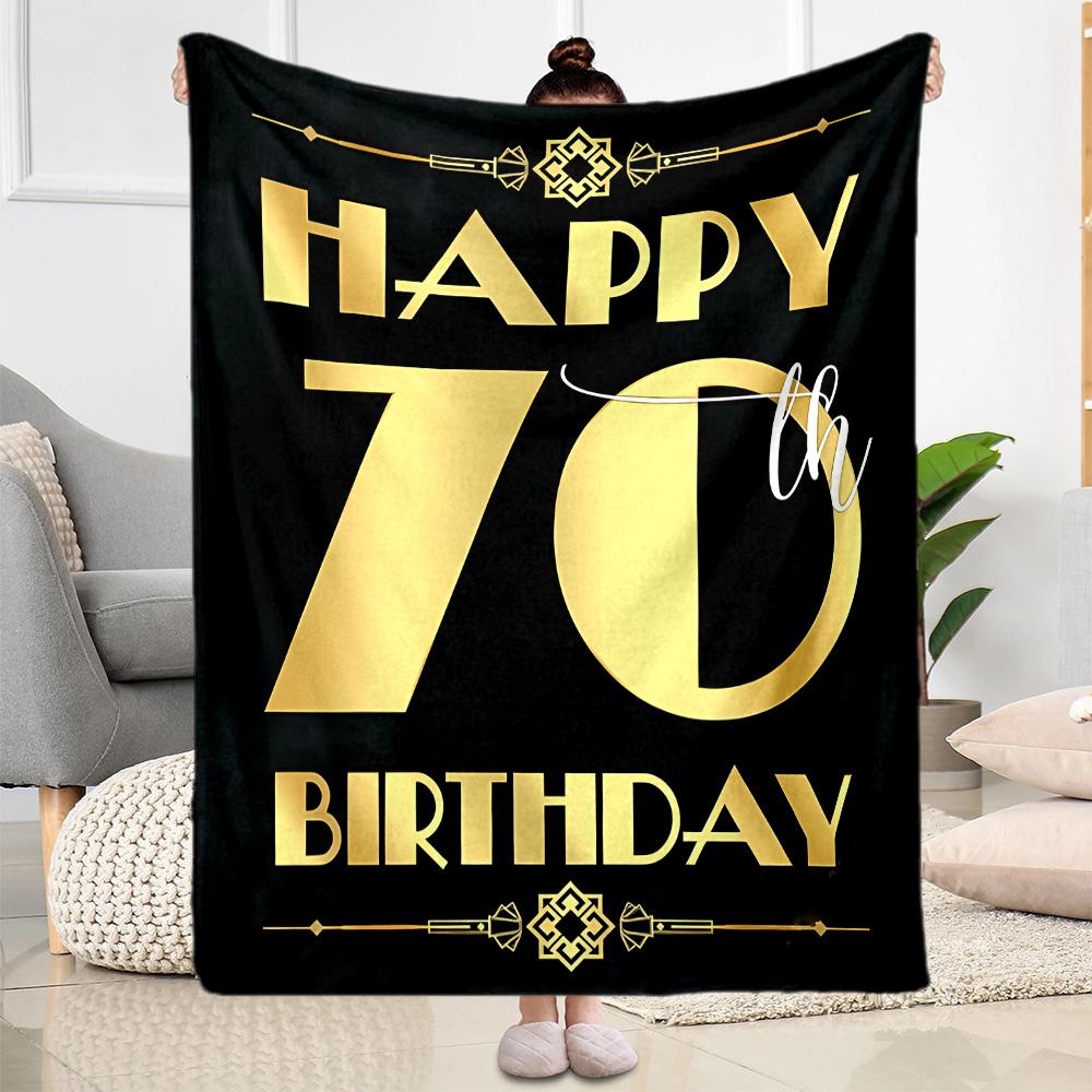 1pc Happy 70th Birthday Celebration blanket Soft and Warm for Sofa Office Camping Travel Livingroom Great Gift for Friends and Family Comfortable