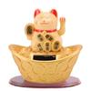 Solar Energy Lucky Cat Ornament Solar Wealth Welcome Waving Hand Fortune Cat Statue for Home Car