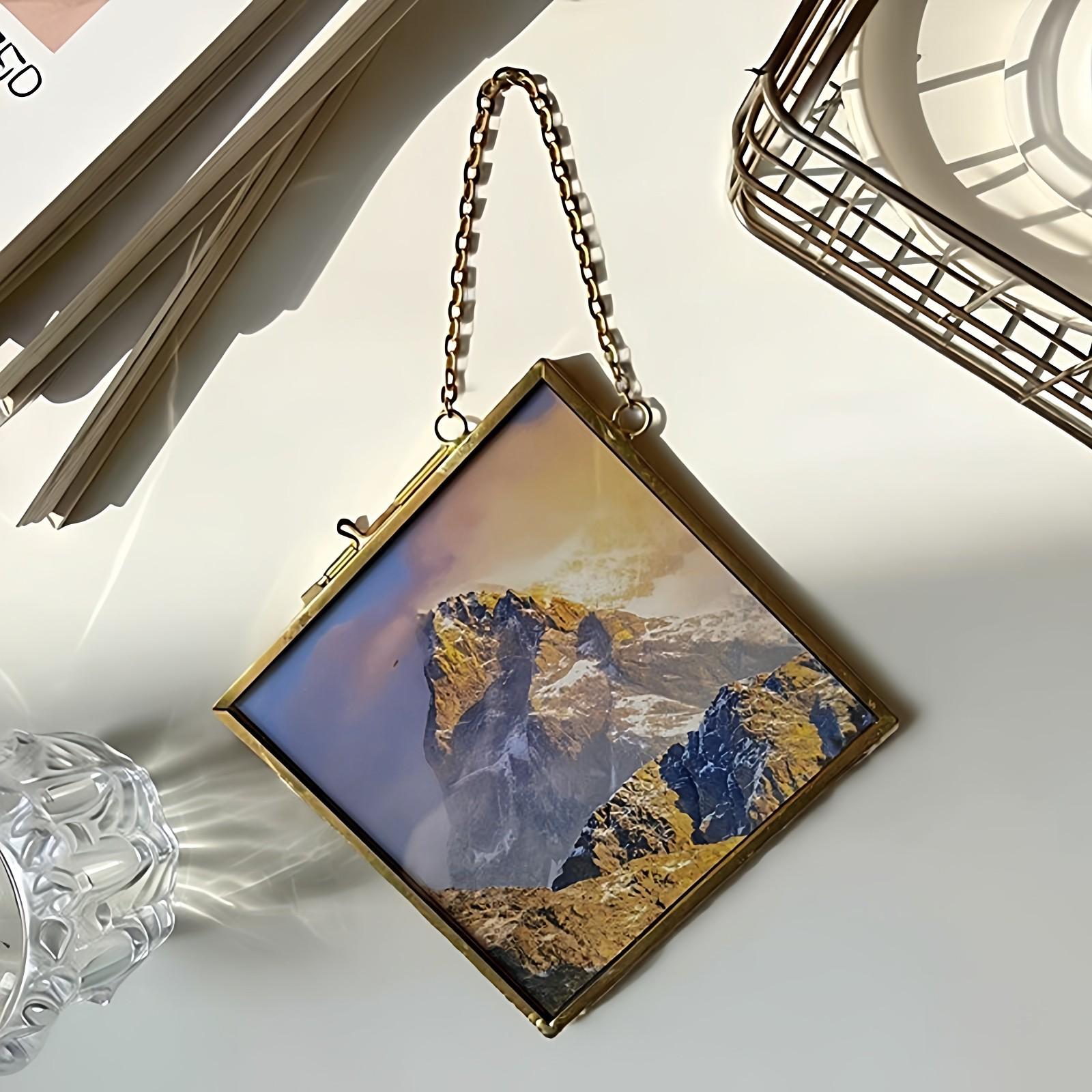 

Скандинавская медная мини-фоторамка с золотой инкрустацией в виде цветка для коллекции на день рождения ребенка DIY