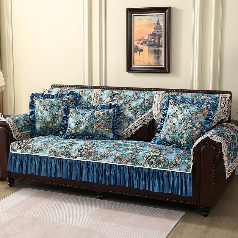Home Couch Cover Luxury Jacquard Sofa Seat Cover Suitable For All Seasons European Style Anti-Slip Armchairs Cover Slipcover