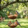 Yousheng Outdoor Bird Feeder, Garden Hanging Bird Feeder, 1 or 2 Bowls Backyard Bird Feeder for Wild Birds Patio Porch
