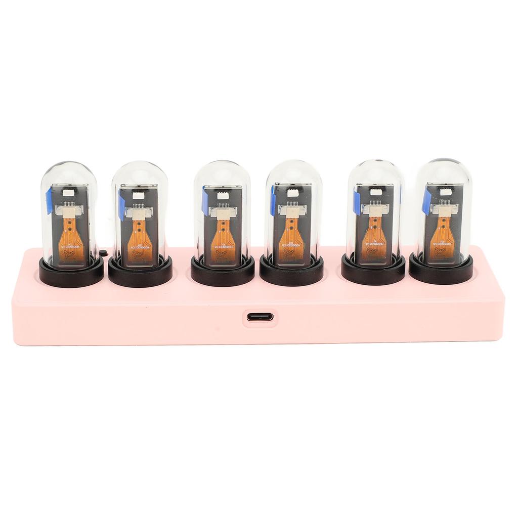 Tube Clock Kit Wireless Control with 6 Bit LCD Screen 12 24 Hours RGB Backlit Desktop Decoration
