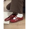 Cowhide version~ retro red French Mary Jane shoes women's Velcro ballet single shoes flat casual training shoes