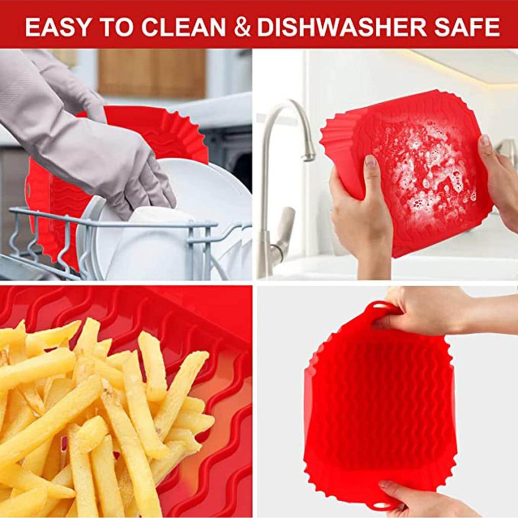 1PC - Air fryer with built-in silicone baking tray pad square