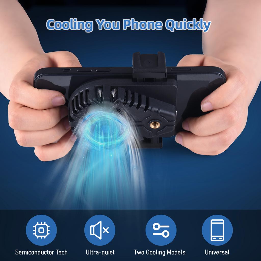 Cell Phone Cooler Fan, Dual Cold Shoe Mounts for 16Celsius15Celsius14Celsius13, Phone Cooling Fan with Refrigerating Cooling