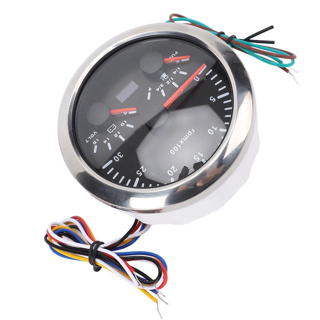 85mm 3 in 1 Speedometer 3000rpm Tachometer 8 to 16V Voltmeter 7 Colors Backlight E-1Celsius4-1Celsius2-3Celsius4-F Fuel   Gauge for RV Yacht Truck